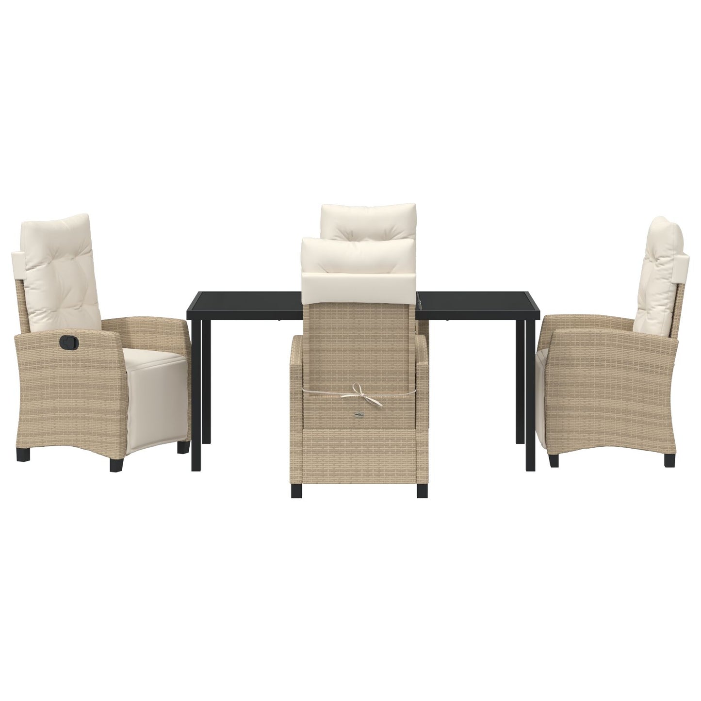 5-Delige Tuin Eetset Beige Poly Riet