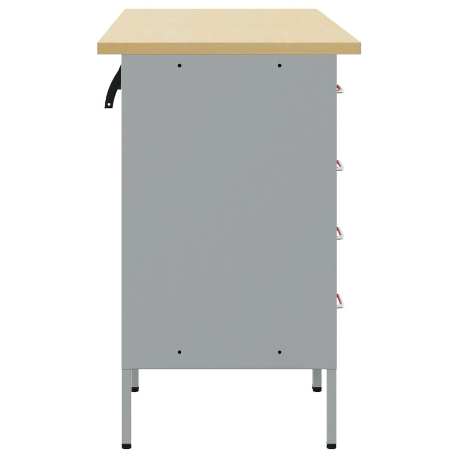 3-Delige Werkcabinet Set En Grijs Van Geëngineerd Hout En Staal 3x (84/85/85 cm) Rood 3x cabinet