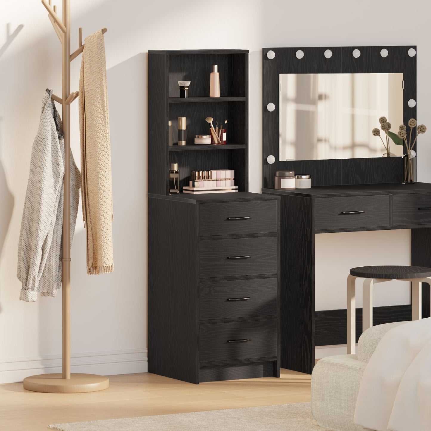 Highboard 40X41X135 Cm Geengineerd Hout Zwart eiken