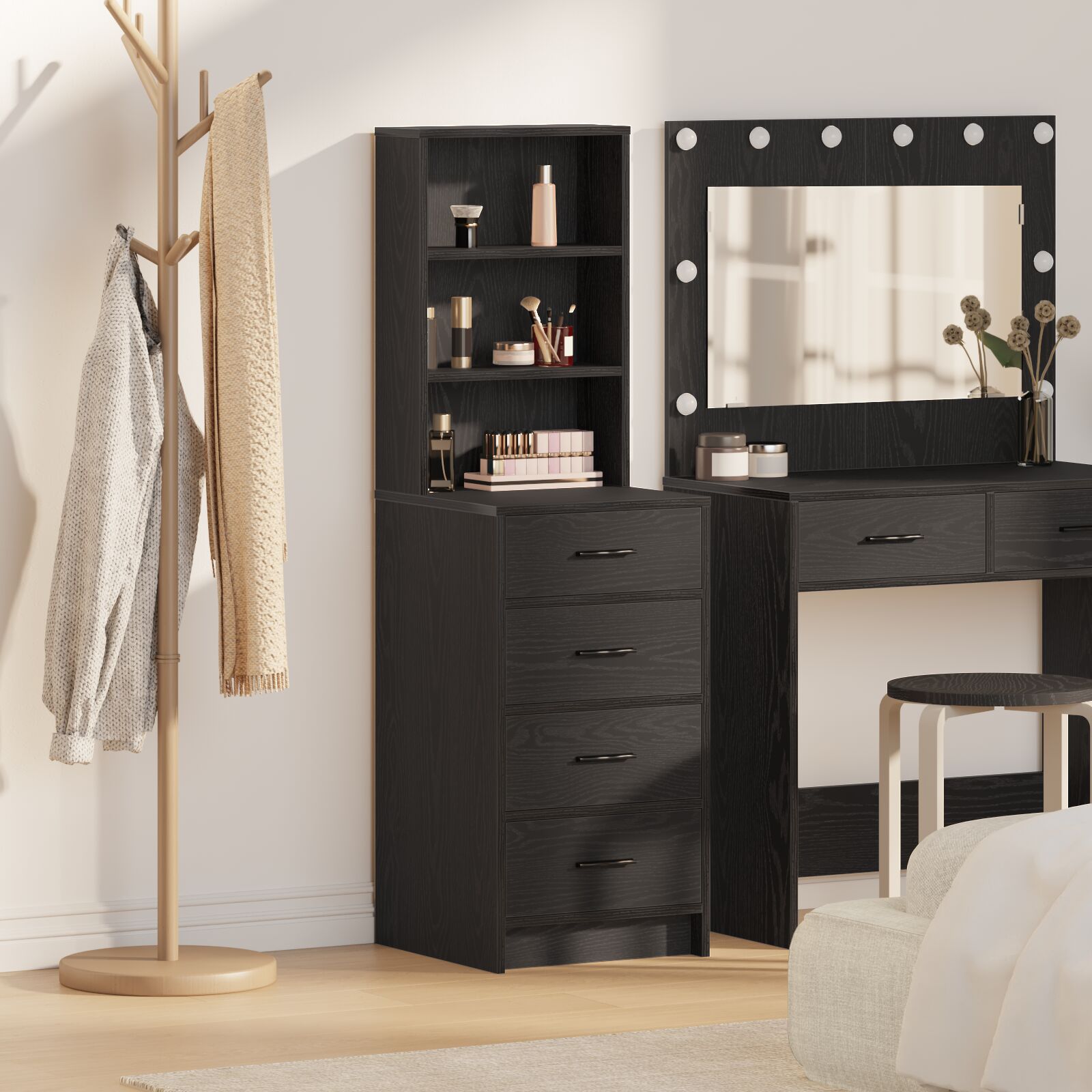 Highboard 40X41X135 Cm Geengineerd Hout Zwart eiken