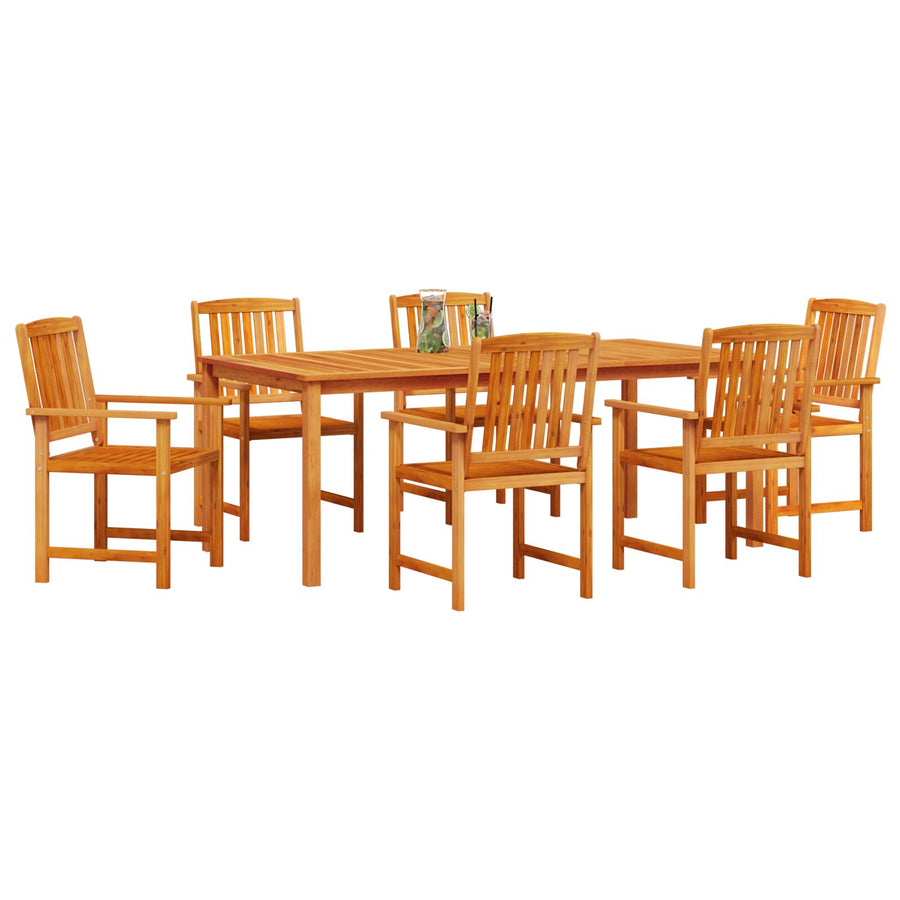 7-Delige Tuin Eetset Van Massief Acaciahout 6-Persoons Tafel van 180 cm lang