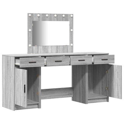 3-Delige Kaptafel Set Met Led Grijs Sonoma Bewerkt Hout