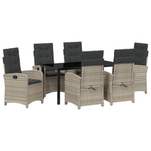 7 Delige Tuin Eettafel Set Met Kussens Lichtgrijs Poly Rattan
