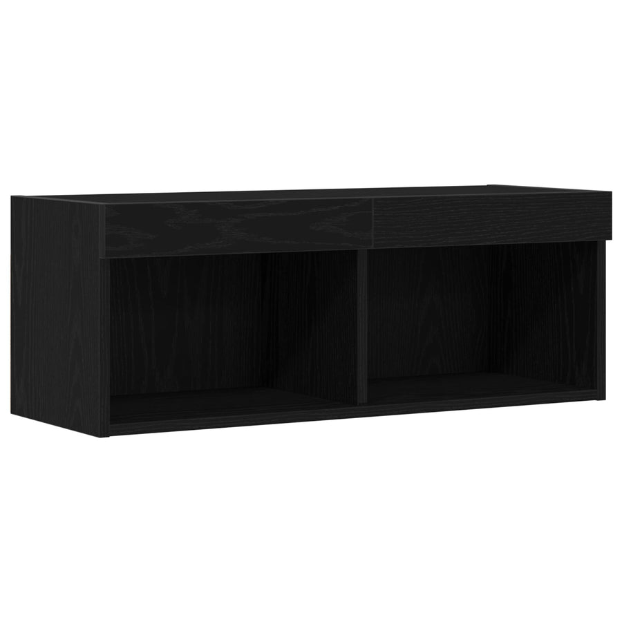 Tv Wandkasten Met Led Verlichting 2 Stuks Zwart eiken