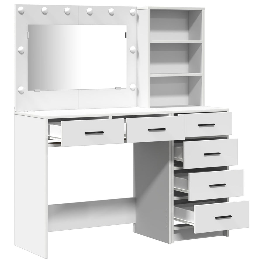 2-Delige Kaptafelset Met Led Witte Engineered Wood