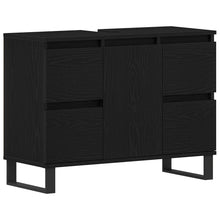 Badkamer Waskast Zwart Eiken 80X33X60 Cm Bewerkt Hout