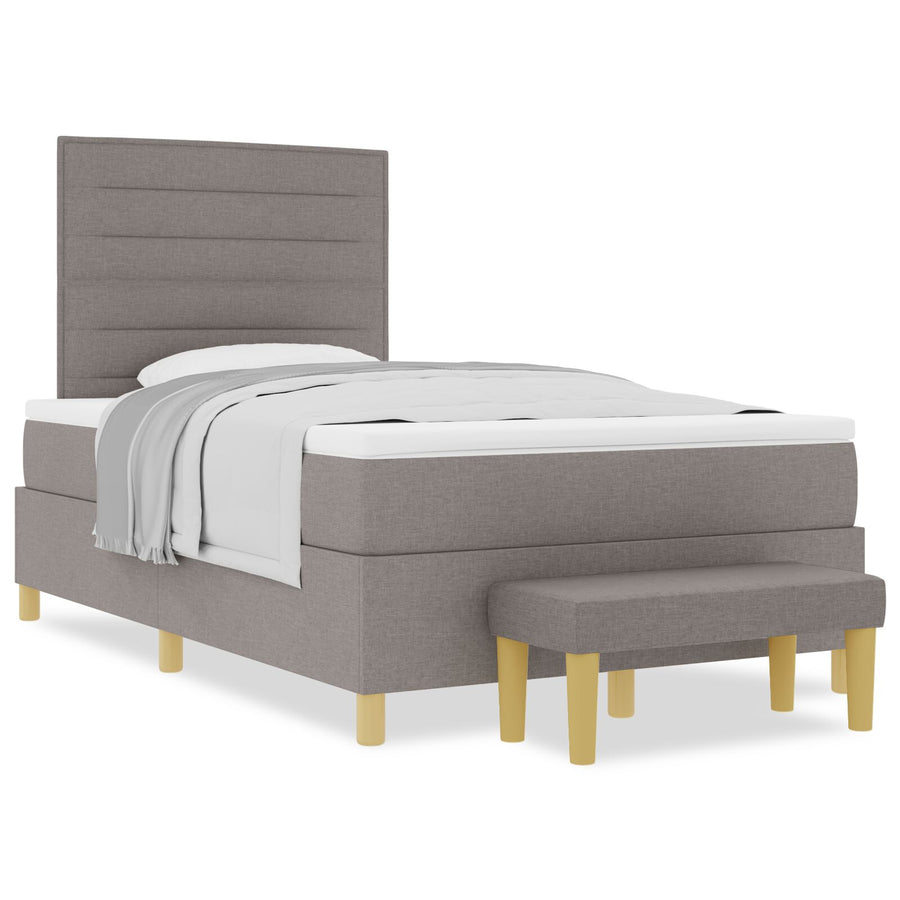Bed Frame Met Matras Set Van 2 Stof Bedframe Taupe 120 x 200 cm Lijnen ontwerp