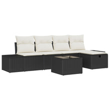 6-Delige Tuinbank Set Met Kussens Zwart Poly Rattan