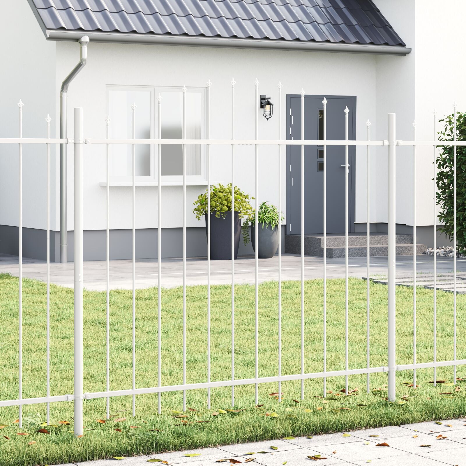 Tuinschutting Met Hoepeltop 6,8X1,25 M Staal Wit 6.8 m 100-125 cm