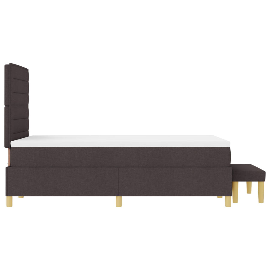 Boxspringbed Met Matras & Bank Donkerbruin 120X190 Cm Stof Blauw