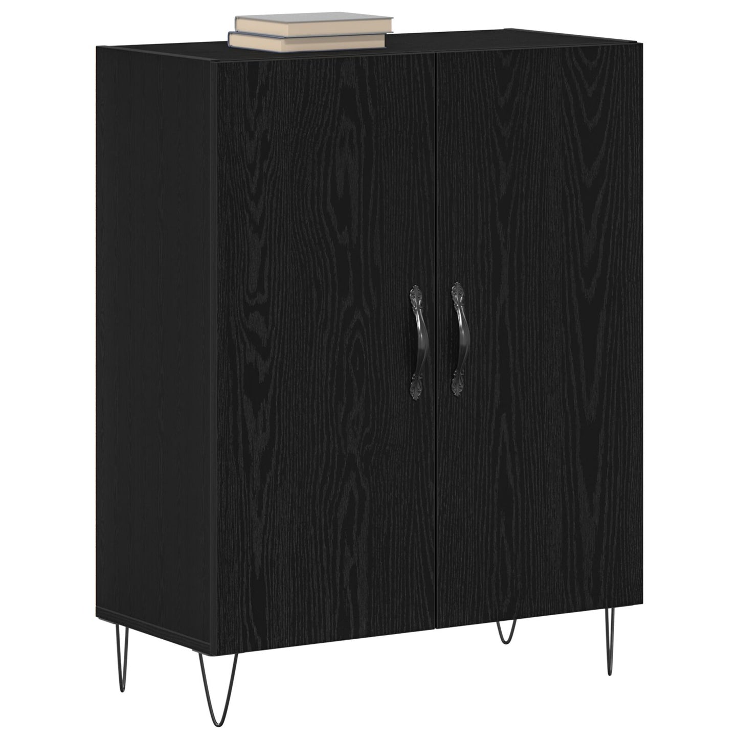 Sideboard Zwart Eiken 69,5X34X90 Cm Bewerkt Hout
