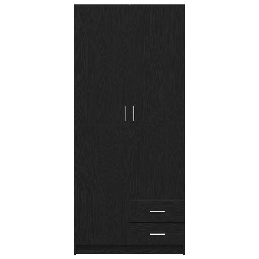Kast Zwart Eiken 80X52X180 Cm Engineered Hout