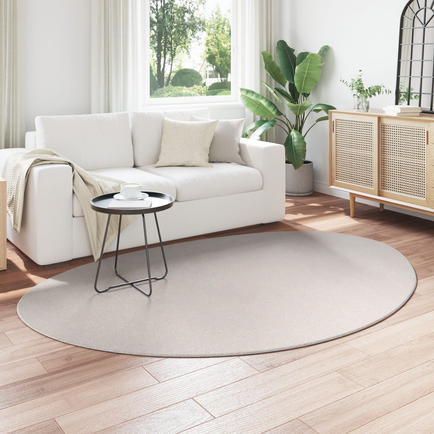 Tapijten 100% Polyester Sand 160 x 230 cm Ovaal-Asymmetrisch
