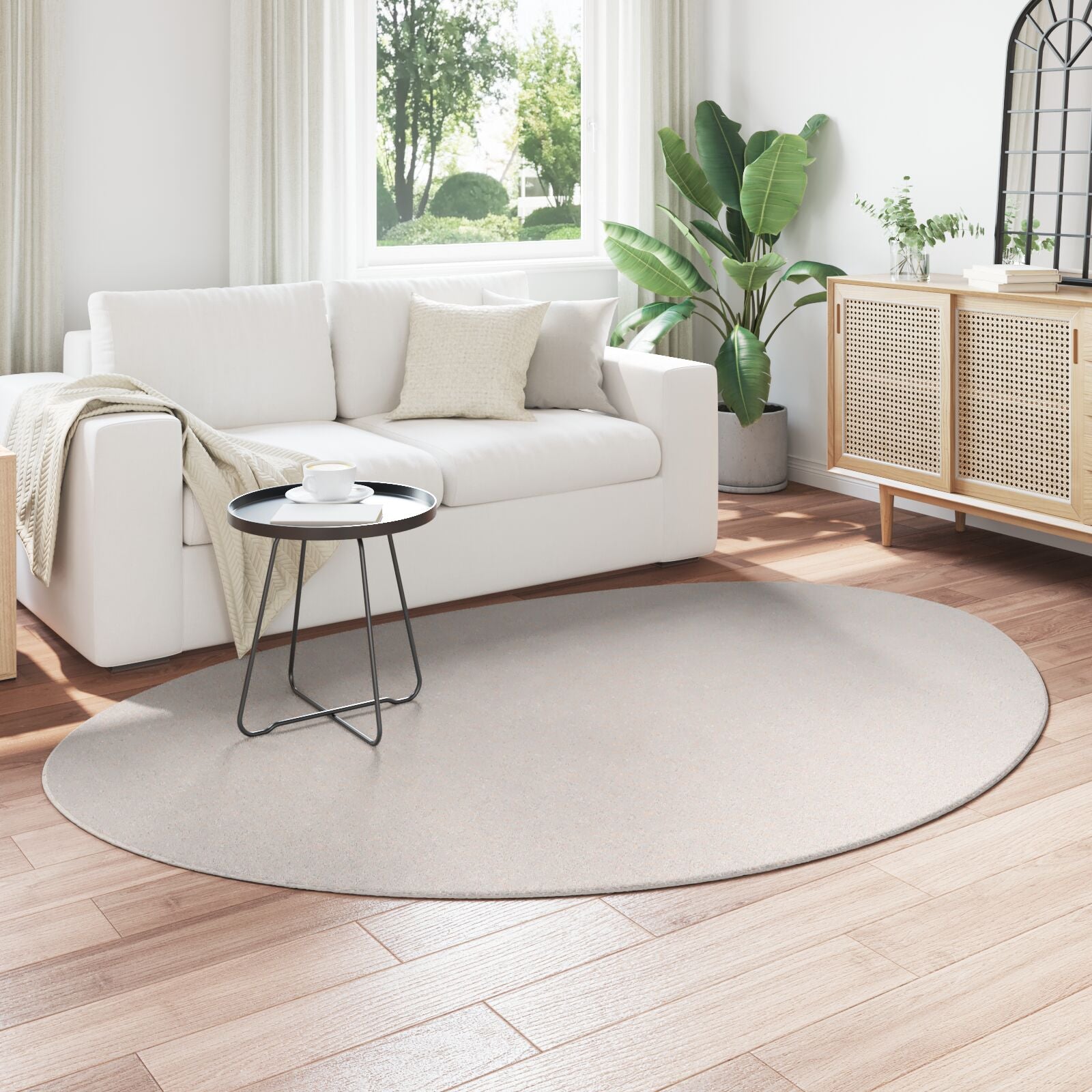 Tapijten 100% Polyester Sand 160 x 230 cm Ovaal-Asymmetrisch