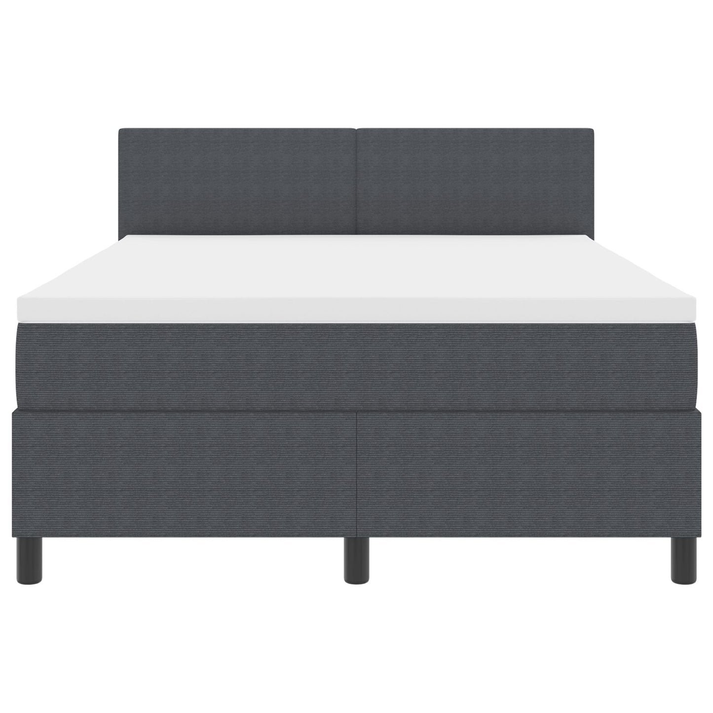 Boxspring Bed Met Matras Donkergrijs 140X200 Cm Corduroy Stof