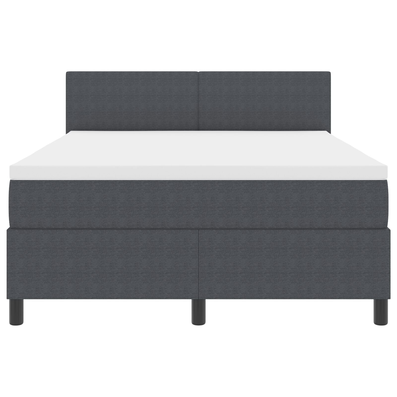 Boxspring Bed Met Matras Donkergrijs 140X200 Cm Corduroy Stof
