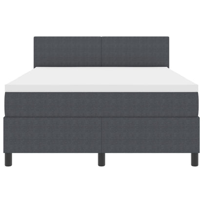Boxspring Bed Met Matras Donkergrijs 140X200 Cm Corduroy Stof