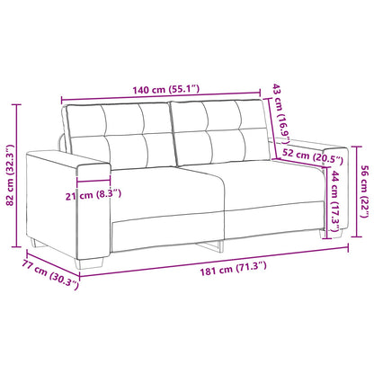 Loveseat Sofa Faux Leer Donkergrijs 140 cm 140 cm