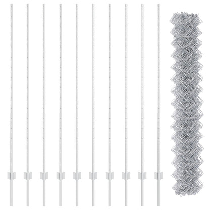 Chain Link Fence Met 20 U Posts Zilver 1,5X10 M Staal