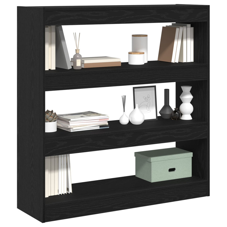 Boekenkast/Room Divider Zwart Eiken 100X30X103Cm Engineered Hout