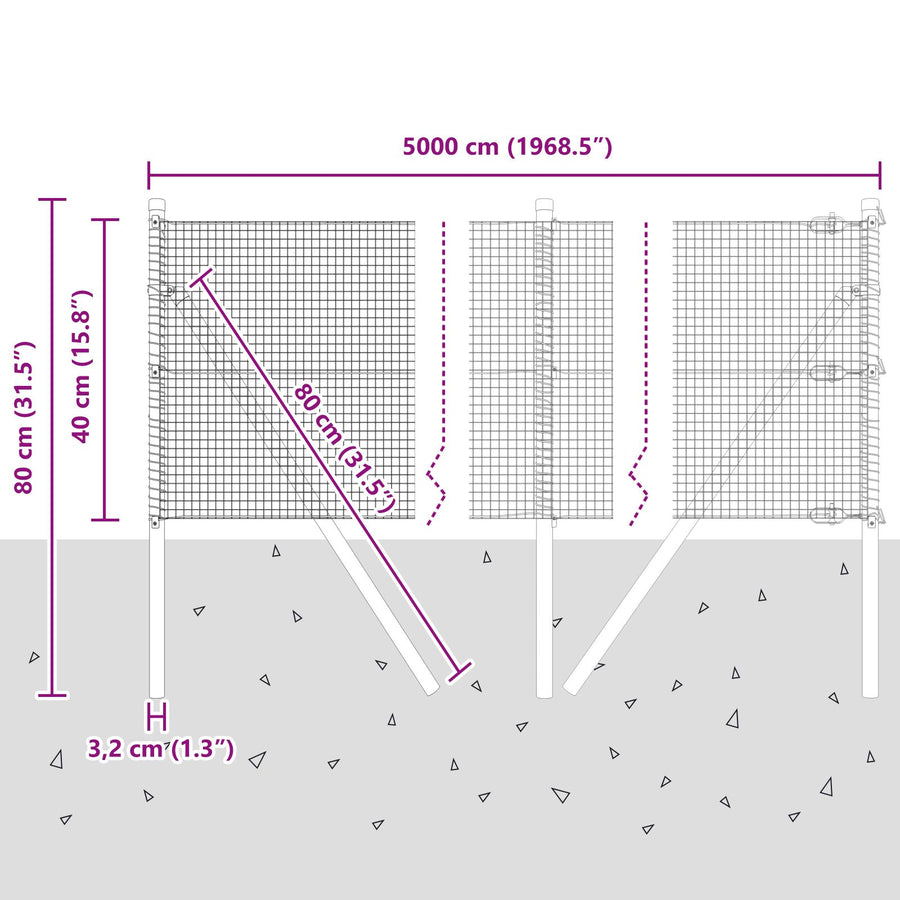 Gelast Draadhek Met 13 Posten Grijs 0.4X50 M Staal Gegalvaniseerd Staal
