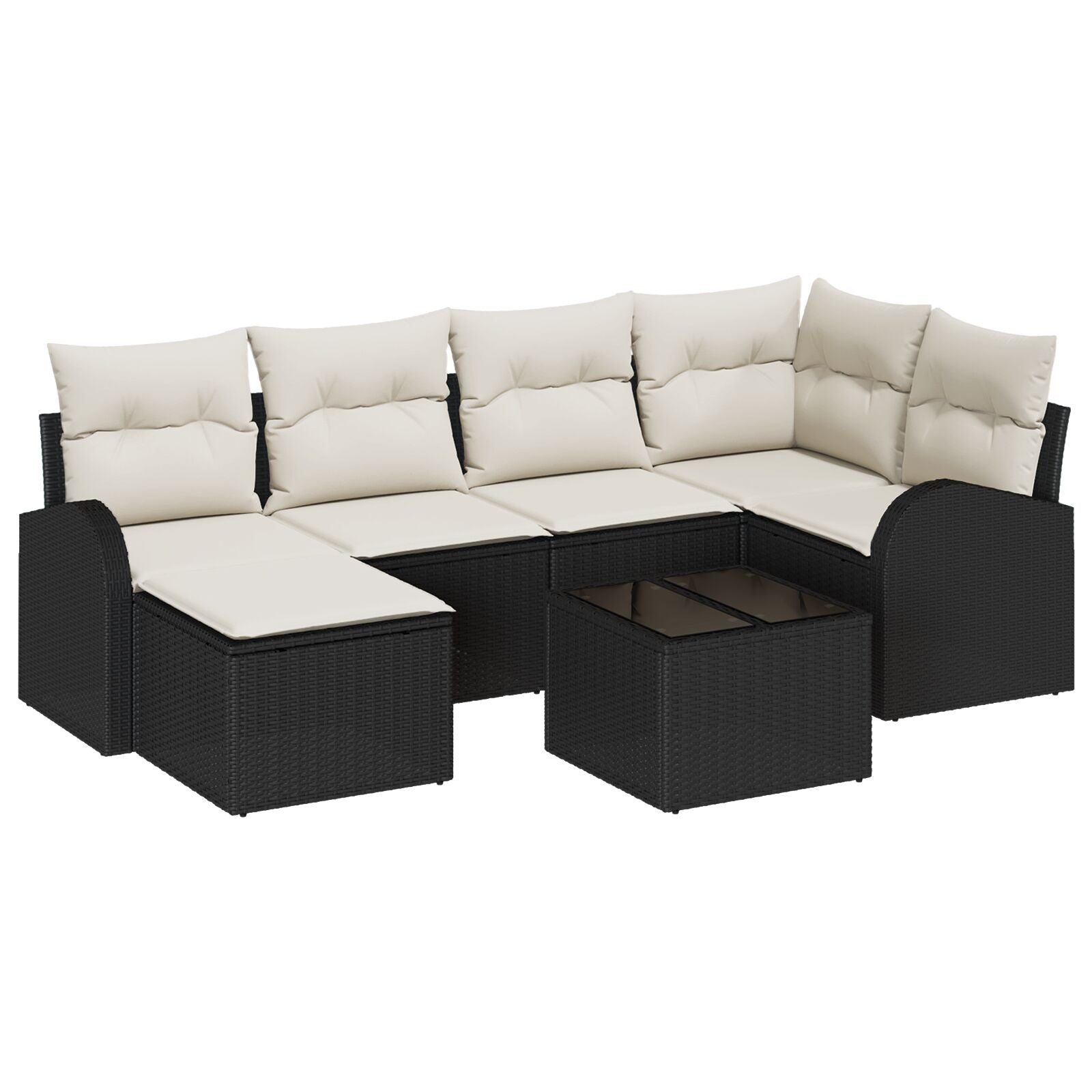 6 Delige Tuin Sofa Set Met Kussens Bruin Poly Rattan