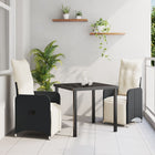 Tuinstoelenset poly rattan zwart 2 personen