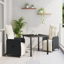 3 Delig Tuin Eetset Met Kussens Zwart Poly Rattan