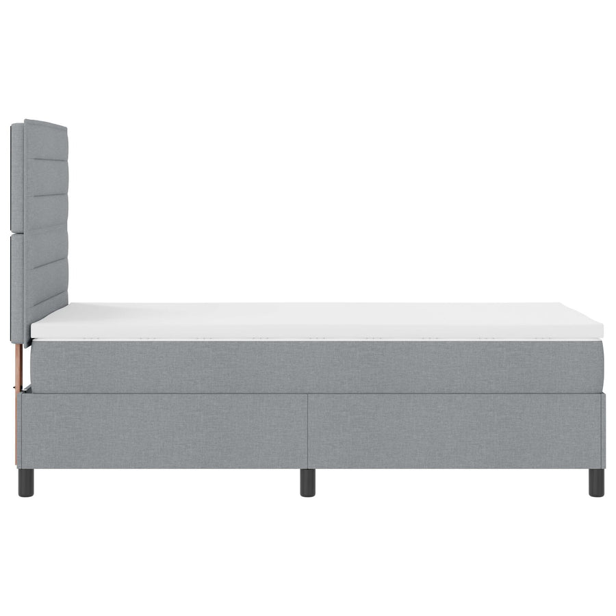 Boxspringbed Met Matras Stof Lichtgrijs 100 x 200 cm Lijnen ontwerp