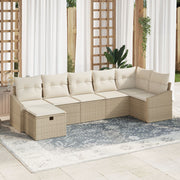 Loungeset polyrattan 7-delig beige