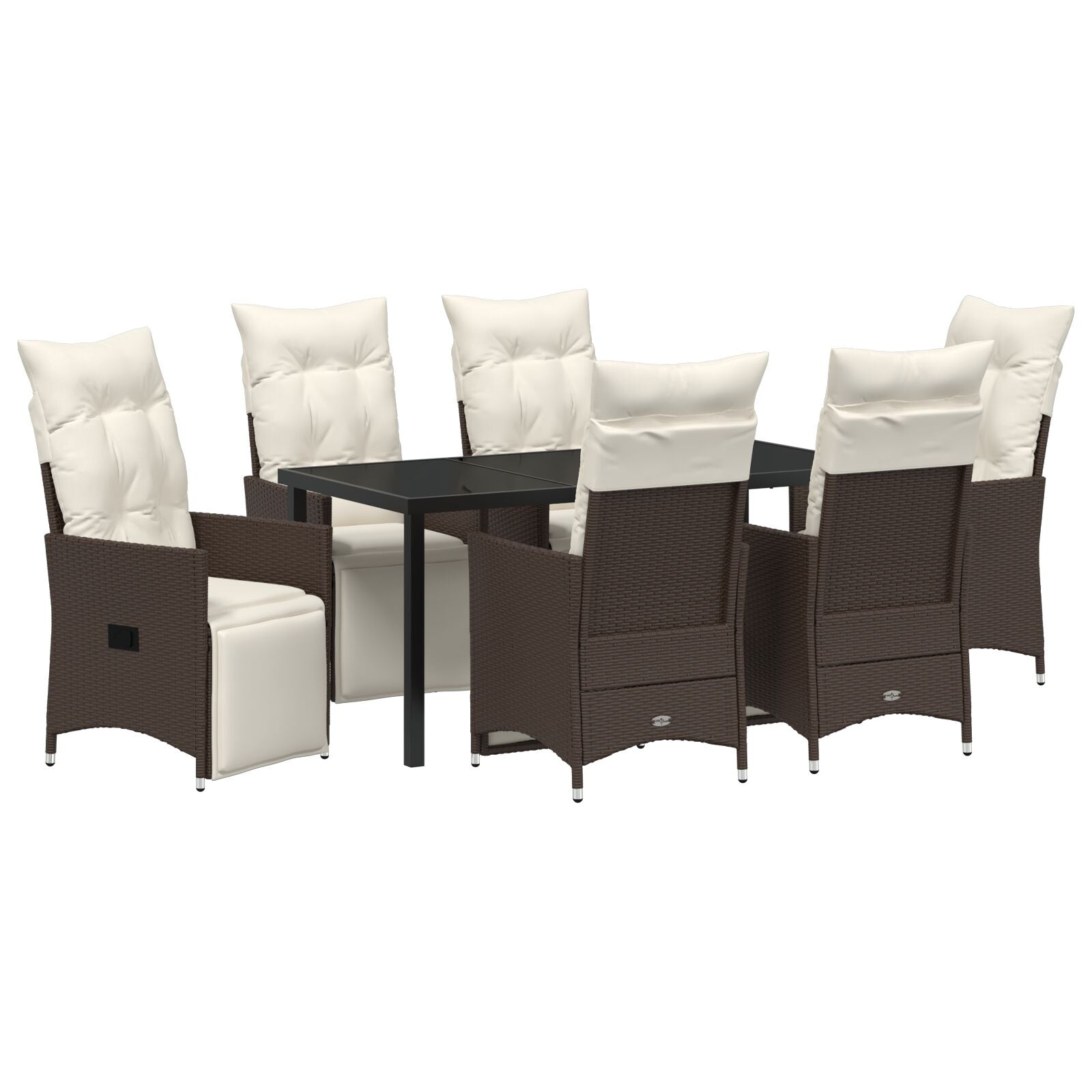 Set Van 4 Bruin Pe Rattan Enkele Fauteuil