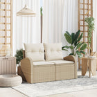 Tuinbank poly rattan 124x62x69 cm beige