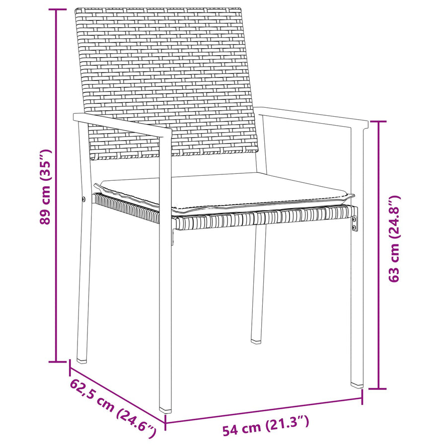Set Van 3 Zwart Pe Rattan, Gepoedercoat Staal Standaard