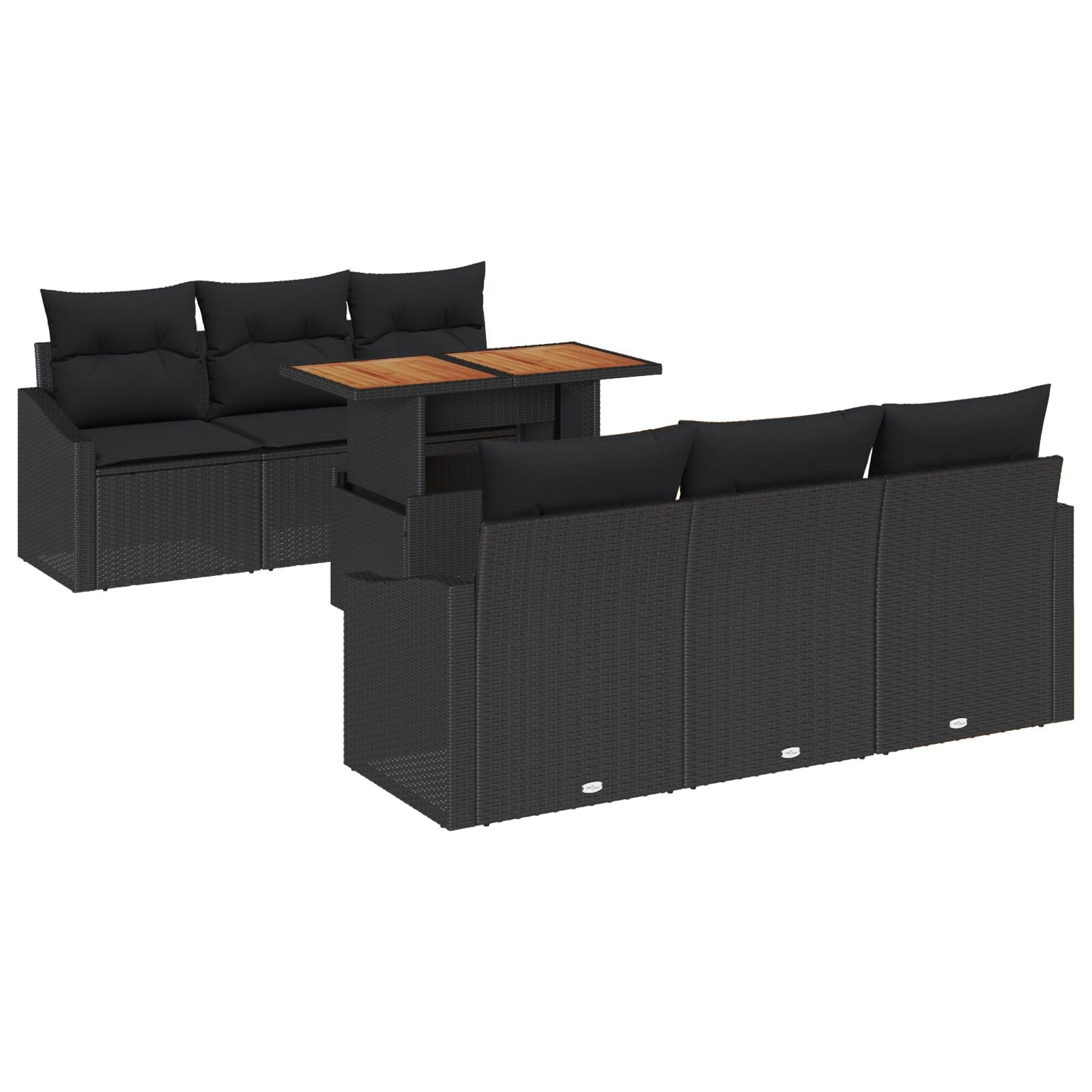 Tuin Sofa Set Set Van 7 Zwart Rattan Buiten Sofa Set