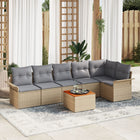 Garden Lounge Set with Cushions 7 pcs Beige poly rattan