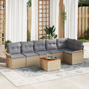 Garden Lounge Set with Cushions 7 pcs Beige poly rattan