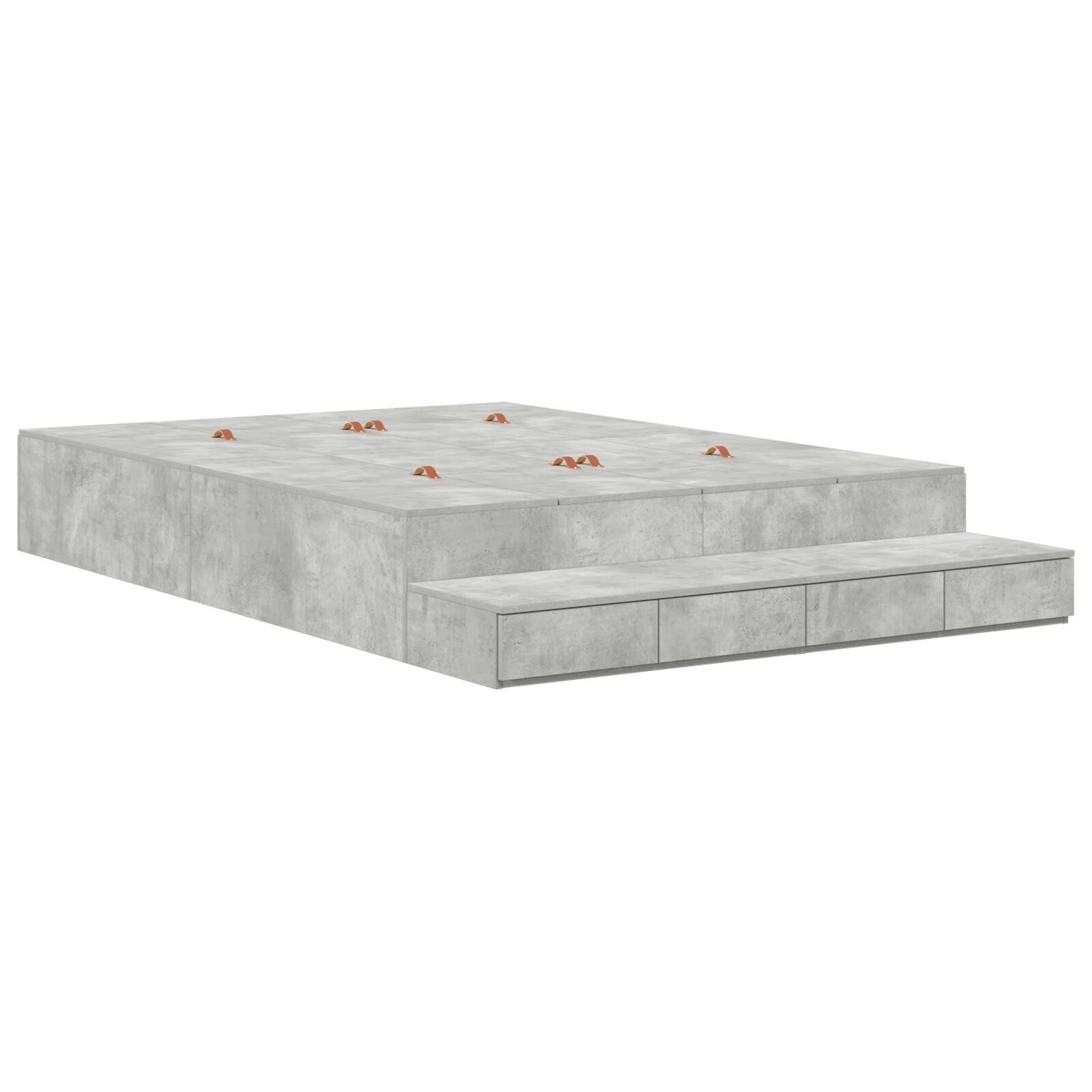 Opbergbedframe Grijs Bewerkt Hout 135,5 X 190 X 31,5 Cm Artisanaal Eiken