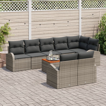 9-Delige Tuinsofa Set Met Kussens Grijs Poly Rattan Acacia