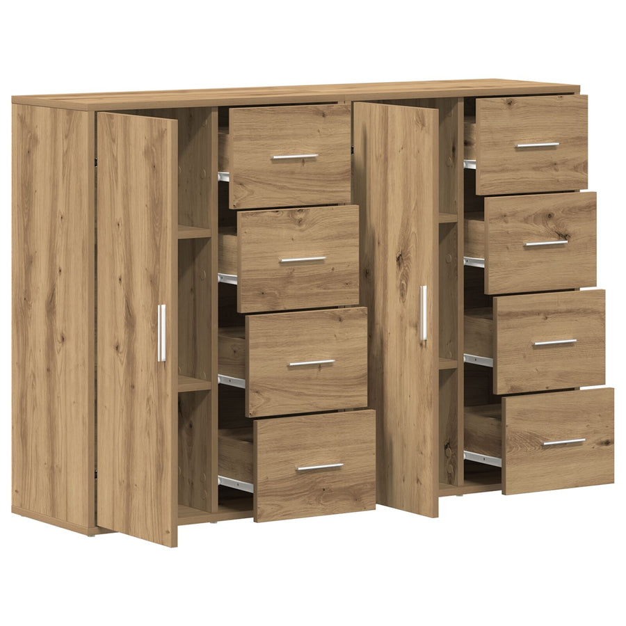 Zijmeubel Set Van 2 Artiest Eiken Mdf, Spaanplaat Groot Buffet
