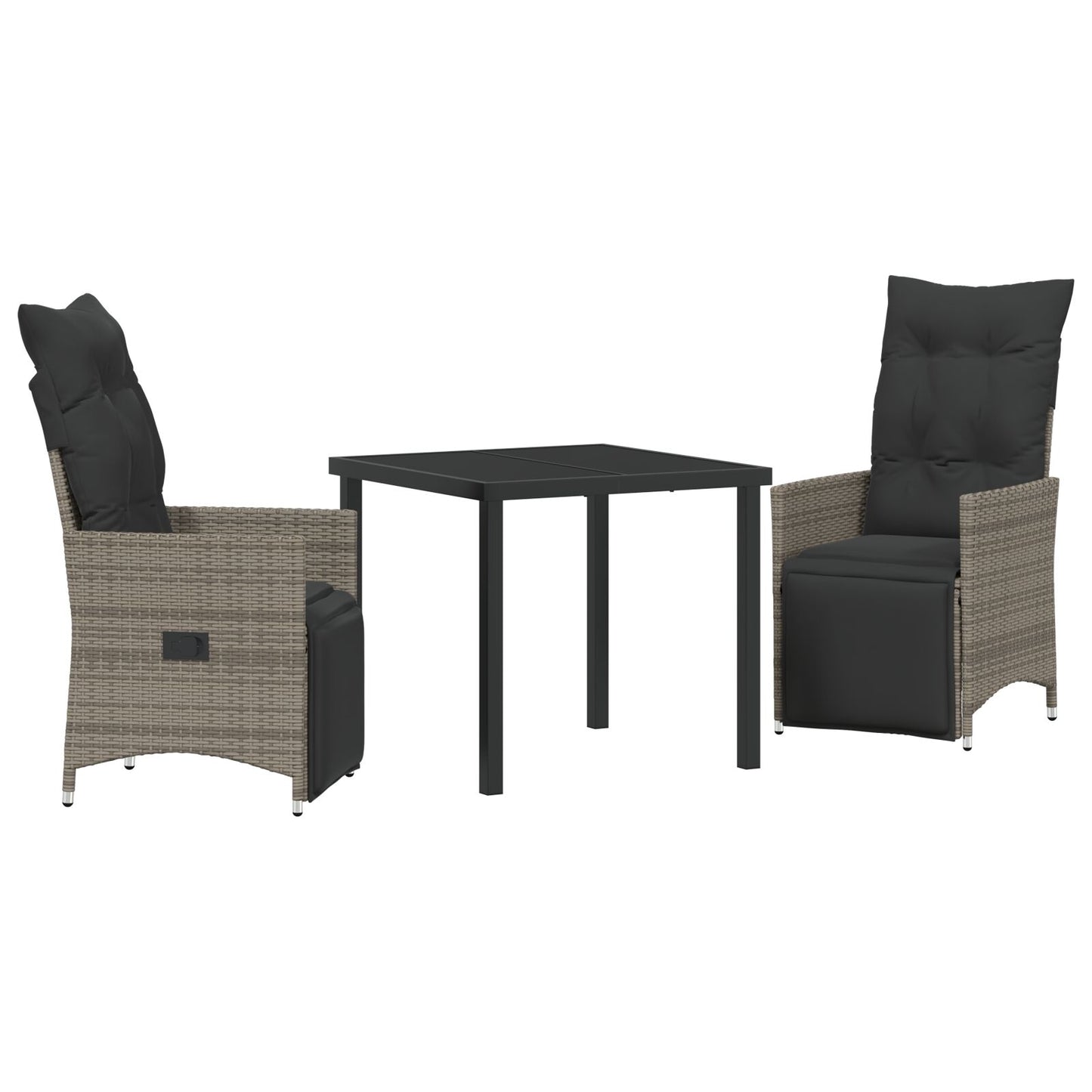 3-Delige Tuinset Met Kussens Grijs Poly Riet