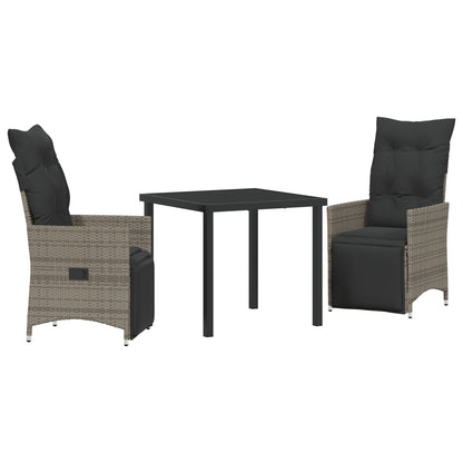 3-Delige Tuinset Met Kussens Grijs Poly Riet
