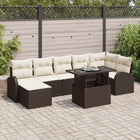 Loungeset 7 personen polyrattan bruin crème