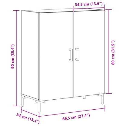 Dressoir Zwart Eiken 69,5X34X90 Cm Geprefabriceerd Hout