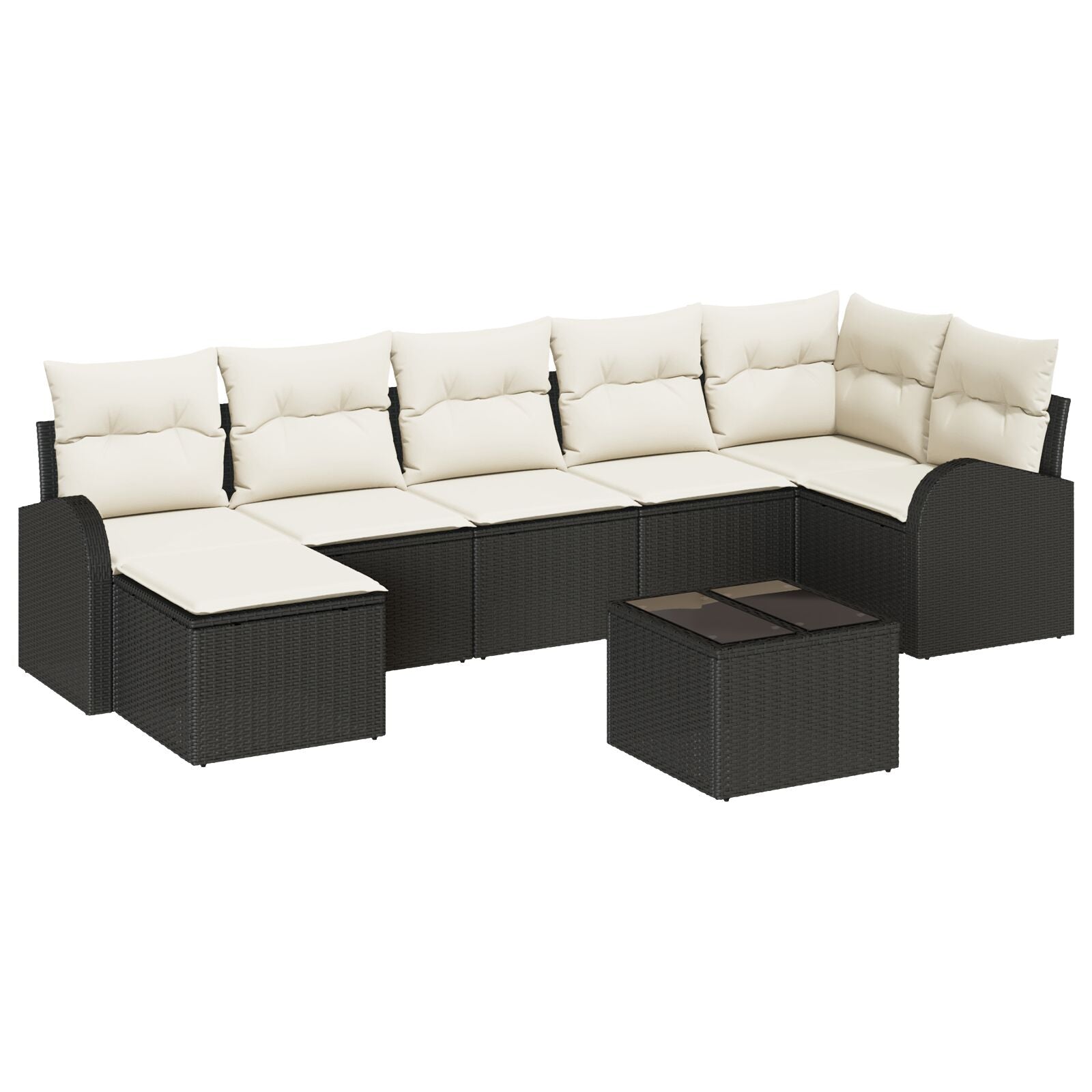 7-Delige Tuin Sofa Set Met Kussens Bruin Poly Rattan