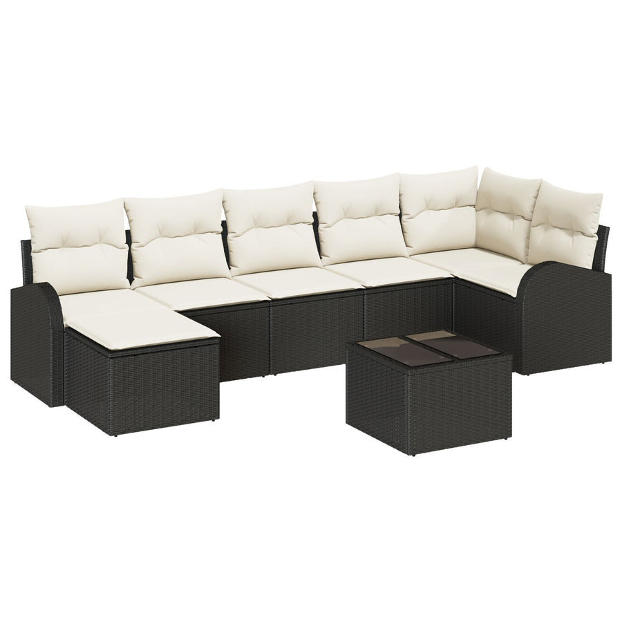 7-Delige Tuin Sofa Set Met Kussens Bruin Poly Rattan