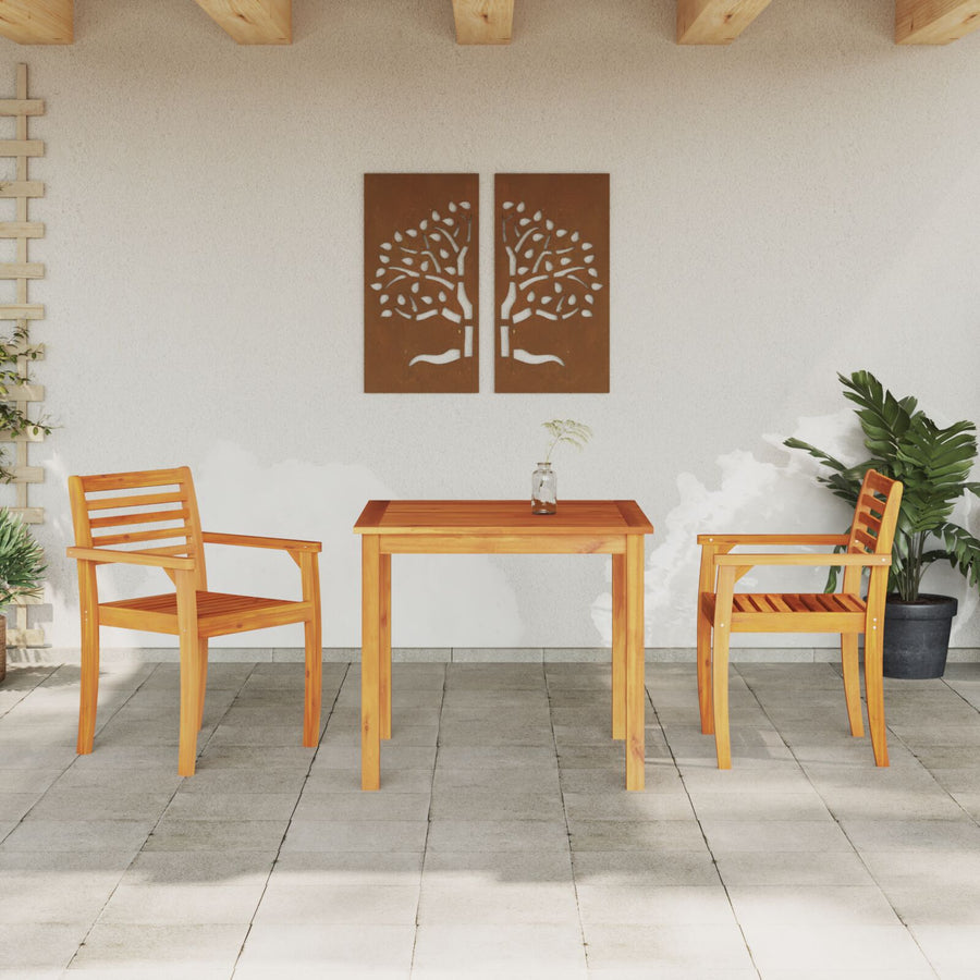 3-Delige Tuin Eettafelset Van Massief Acaciahout 2-Persoons 85 cm tafel lengte