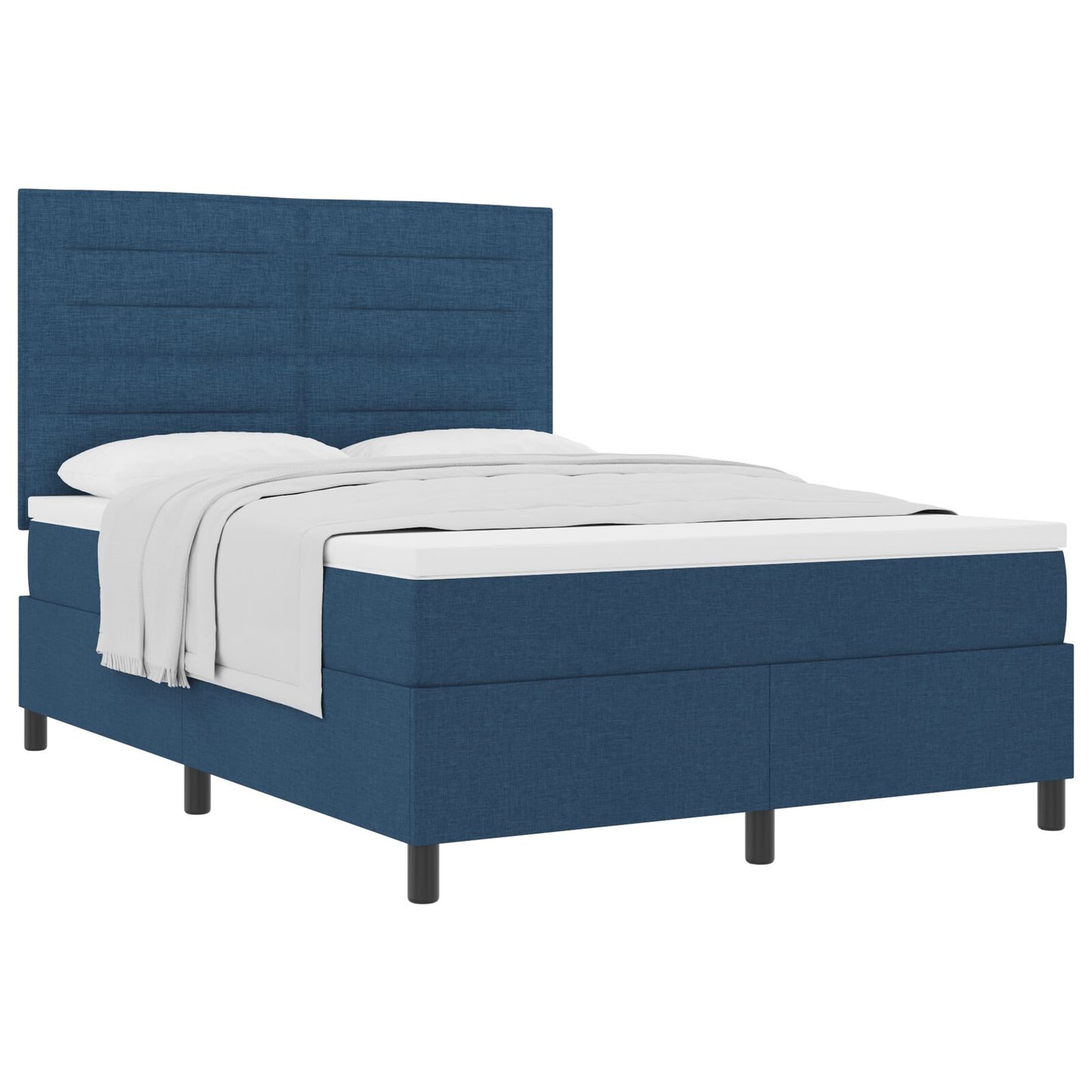 Boxspring Bed Met Matras Stof Blauw 140 x 200 cm Lijnen ontwerp