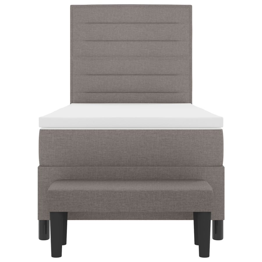 Boxspring Bed Met Matras & Bank Stof Taupe 100 x 200 cm Lijnen ontwerp