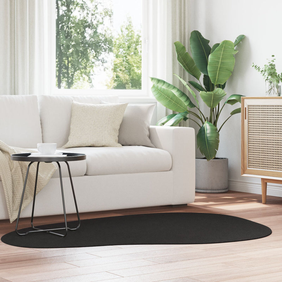 Vloerkleden Polyester Vloerkleden Anders Zwart 120 x 170 cm Ovaal-Golfrand