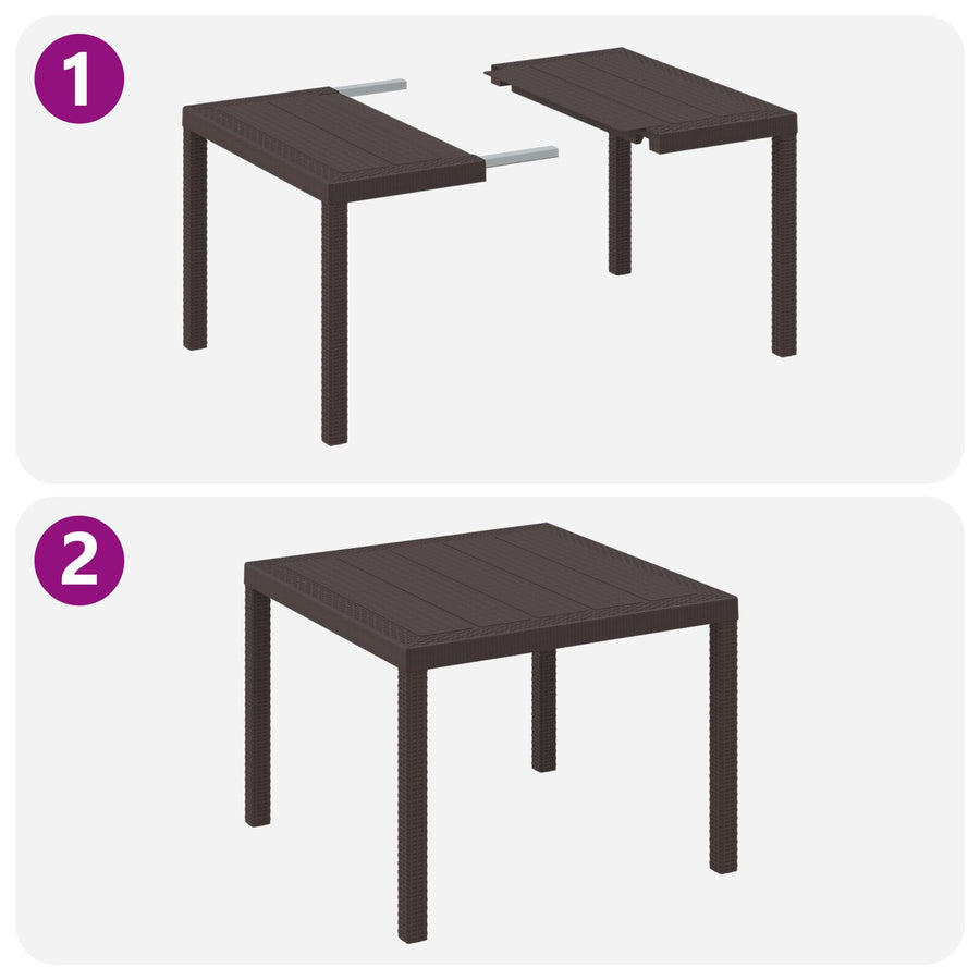 5-Delige Tuin Eettafel Set Met Kussens Bruin Poly Riet